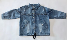 Load image into Gallery viewer, Distressed Ruffle Jean Jacket