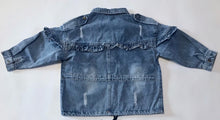 Load image into Gallery viewer, Distressed Ruffle Jean Jacket