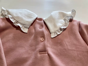 Petite Mieux-Pink Ruffle Collar Dress