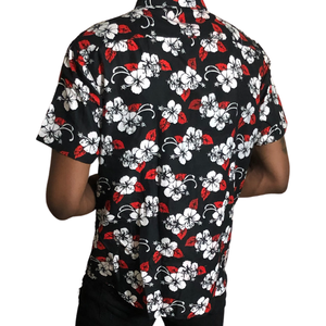 Hawaiian Print Button Down (Red)