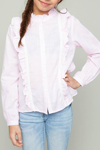 Hayden-Ruffled Button Down Shirt