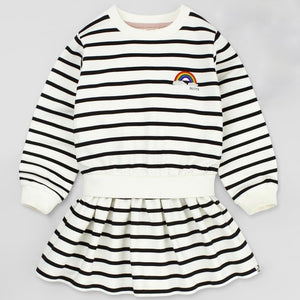 Petite Mieux-Striped Rainbow Dress