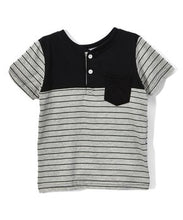 Load image into Gallery viewer, Gray &amp; Black Striped Henley