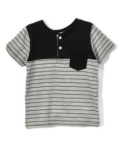 Gray & Black Striped Henley